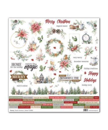 TOMMY ART - Collezione Rustic Christmas - Cardstock Stickers – Rustic Christmas – foglio 30,5 cm x 31,5 cm