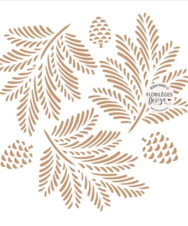 Florileges Design - Collezione HISTOIRES D'HIVER - stencil FEUILLES ENCHANTÉES