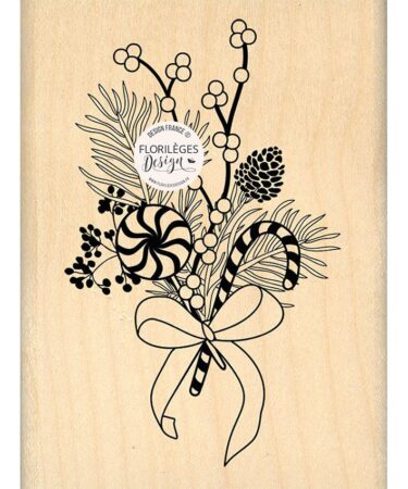Florileges Design - Collezione HISTOIRES D'HIVER - Timbro in legno BOUQUET DE NÖEL