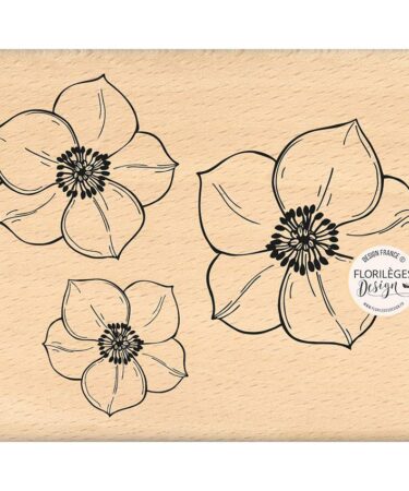 Florileges Design - Collezione HISTOIRES D'HIVER - Timbro in legno TROIS HELLÉBORES