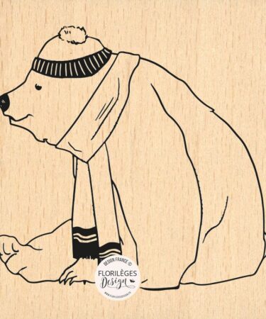Florileges Design - Collezione HISTOIRES D'HIVER - Timbro in legno UN OURS EN HIVER