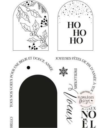 Florileges Design - Collezione HISTOIRES D'HIVER - timbri in silicone ÉTIQUETTES ARCHES