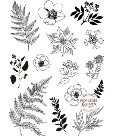 Florileges Design - Collezione HISTOIRES D'HIVER - timbri in silicone HIVER EN FLEURS