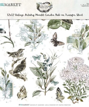 49 and Market - Vintage Artistry Collezione Moonlit Garden - Rub-Ons 12"X12" - Classic