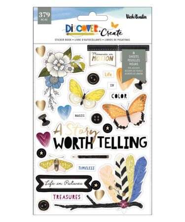 Vicki Boutin Collezione Discover  + Create - Sticker Book 8/Sheets W/Gold Foil