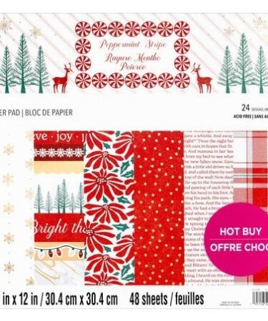 Craft Smith Peppermint Stripe 12x12 Inch Paper Pad