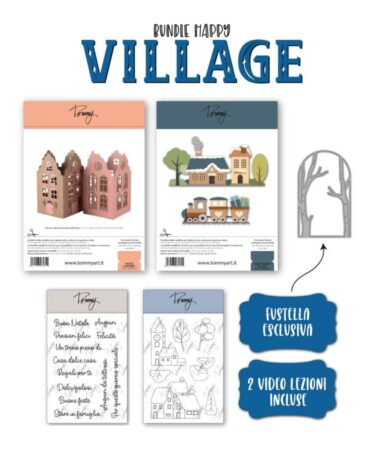TOMMY ART - Bundle Happy Village  + 2 lezioni in video conferenza + 1 pochette + 1 fustella esclusiva