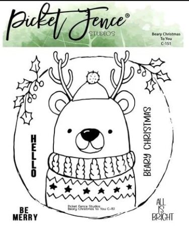 Picket Fence Studios Beary Christmas to You 4x4 Inch Clear Stamps