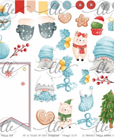 IL NEGOZIO DELLA MAMMA DI CLE - LE CARTE DELLA CLE - MY 12 TALES OF 2023 - DICEMBRE - FOGLIO 12X12 DI RITAGLIABILI