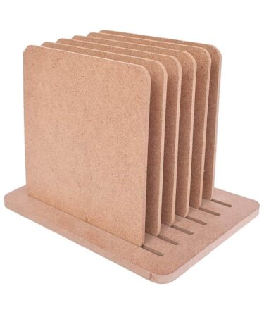 BASE DA ABBELLIRE IN MDF 4X4". Little Birdie MDF Set Of 6 Coasters With Stand 4"X4"