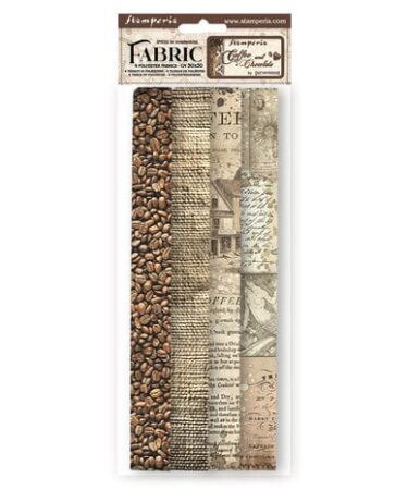 STAMPERIA - Collezione Coffee and Chocolate -  tessuto 12x12 Inch Fabric Sheets (4 pezzi)