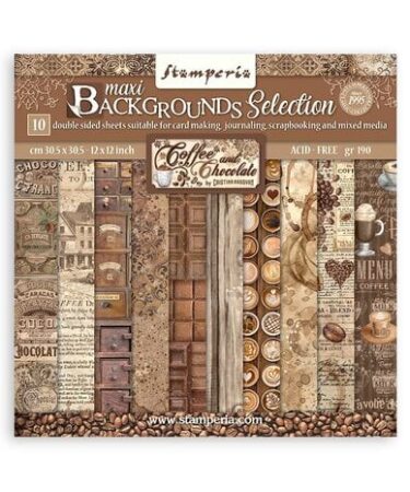 STAMPERIA - Collezione Coffee and Chocolate - Maxi Background 12x12 Inch Paper Pack