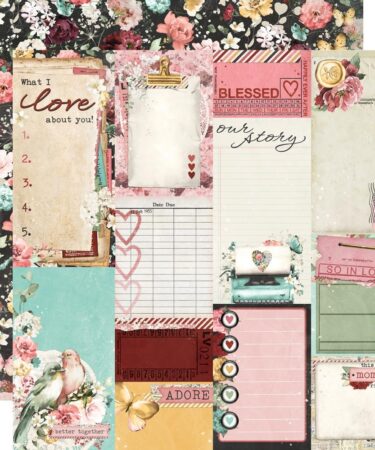 SIMPLE STORIES - SIMPLE STORIES - Simple Vintage Love Story - Carta patterned -Journal Elements