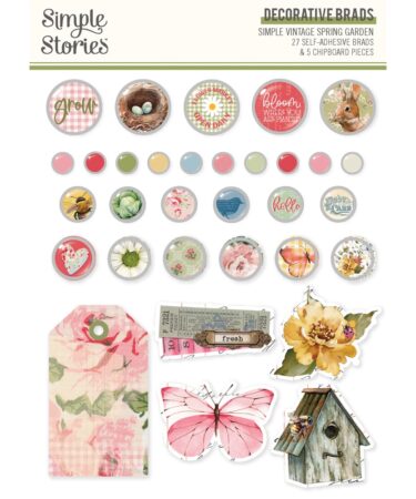 SIMPLE STORIES - Collezione SIMPLE VINTAGE SPRING GARDEN -  DECORATIVE BRADS
