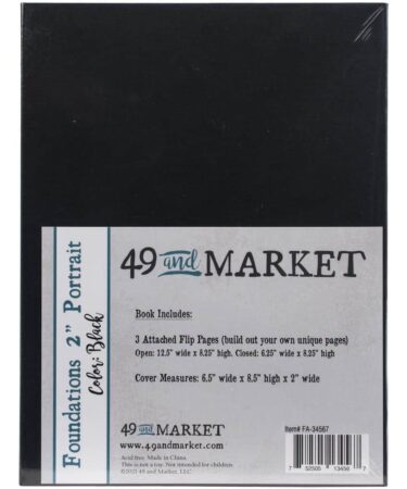 49 And Market Foundations 2" Portrait Album 8.5"X6.5" - Black