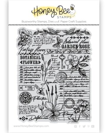 HONEY BEE - Vintage Flora - 5x6 Rubber Cling Background Stamp