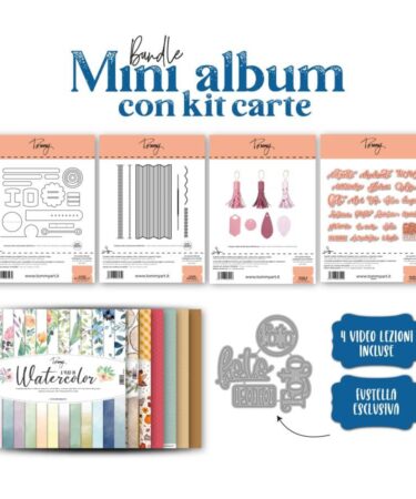 Tommy Art - Bundle Mini album + Kit carte per realizzare tutti i progetti sconto 50% + 4 lezioni in video conferenza + 1 fustella esclusiva + 1 pochette