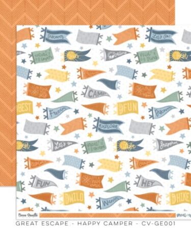 COCOA VANILLA - COLLEZIONE GREAT ESCAPE - Carta Patterned 12x12 -  HAPPY CAMPER