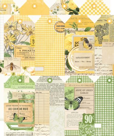 SIMPLE STORIES - Collezione Simple Vintage Essentials Color Palette - Carta patterned - Yellow & Green Tags