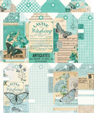 SIMPLE STORIES - Collezione Simple Vintage Essentials Color Palette - Carta patterned - Teal & Mint Tags