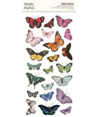 SIMPLE STORIES - Collezione Simple Vintage Essentials Color Palette - Foam Stickers Butterfly & Floral