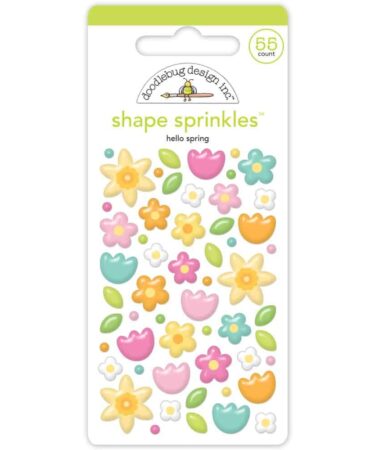 DOODLEBUG - Collezione bunny hop - Sprinkles Adhesive Enamel Shapes  - hello spring shape sprinkles