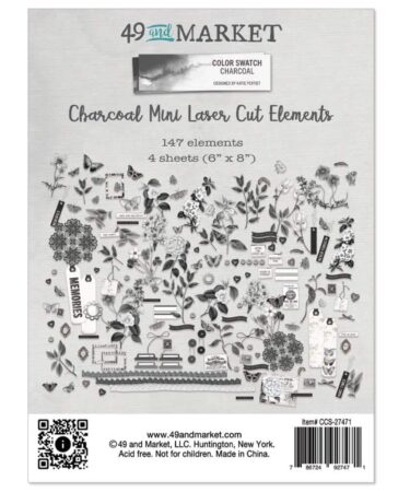 49 And Market - Color Swatch Collezione  Charcoal -mini Laser Cut Outs Elements