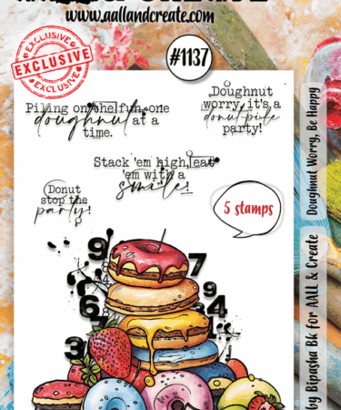 AALL & CREATE - #1137 - A6 Stamp Set - Doughnut Worry, Be Happy