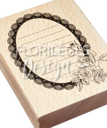 Florilèges Design -Collezione LA VIE EN ROSE - Timbro in legno  ÉTIQUETTE EN DENTELLE