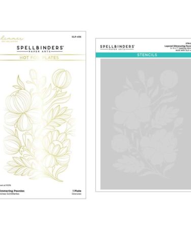 SPELLBINDERS - Glimmering Peonies Glimmer Plate and Stencil Bundle