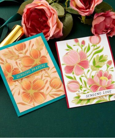 Alternative view of SPELLBINDERS - Glimmering Peonies Glimmer Plate and Stencil Bundle
