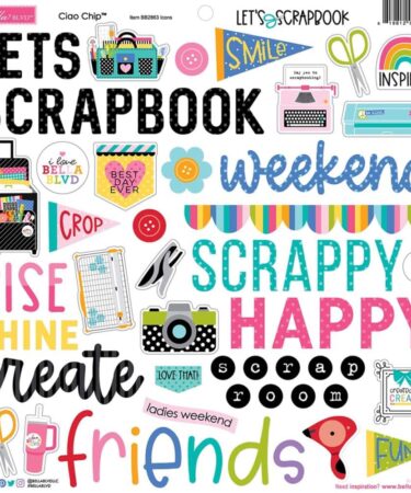 Bella Blvd - Collezione Let's Scrapbook!Ciao Chipboard Stickers 12"X12"  -  Icons
