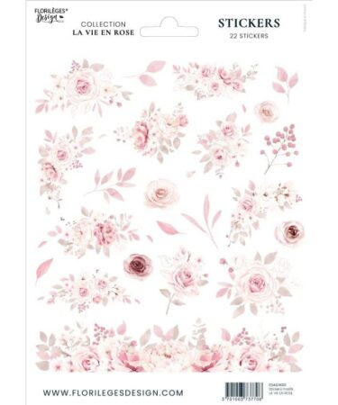 FLORILEGES DESIGN - COLLEZIONE LA VIE EN ROSE - STICKERS TRANSPARENTS MOTIFS LA VIE EN ROSE