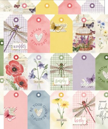 SIMPLE STORIES - COLLEZIONE Simple Vintage Meadow Flowers -12x12 Double-Sided Designer - TAG ELEMENTS