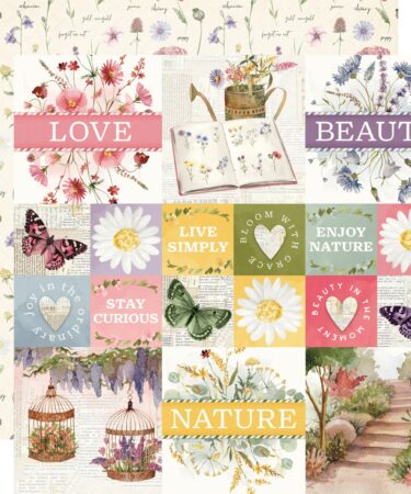 SIMPLE STORIES - COLLEZIONE Simple Vintage Meadow Flowers - 2x12 Double-Sided Designer - 2X2/4X4 ELEMENTS