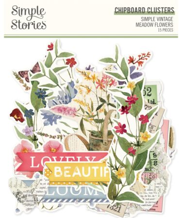 SIMPLE STORIES - COLLEZIONE Simple Vintage Meadow Flowers - CHIPBOARD CLUSTERS