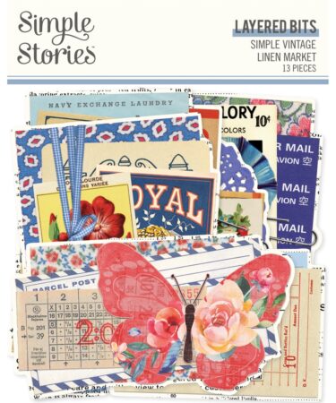 SIMPLE STORIES - COLLEZIONE Simple Vintage Linen Market - LAYERED BITS & PIECES