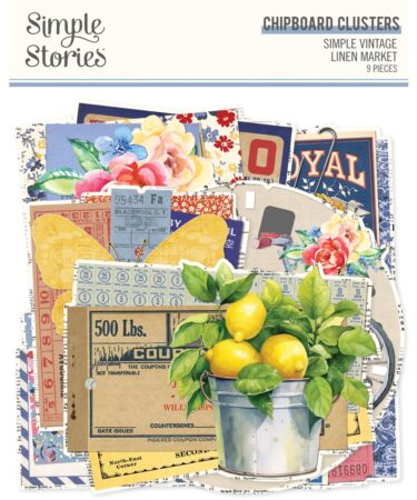 SIMPLE STORIES - COLLEZIONE Simple Vintage Linen Market - CHIPBOARD CLUSTERS