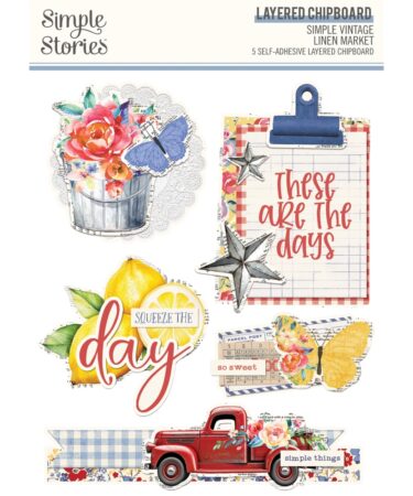 SIMPLE STORIES - COLLEZIONE Simple Vintage Linen Market - LAYERED CHIPBOARD