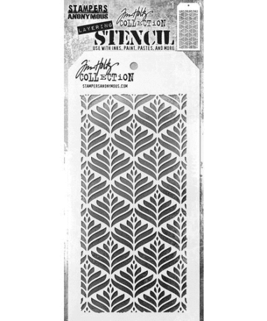 Tim Holtz Layered Stencil 4.125"X8.5" - Deco Leaf