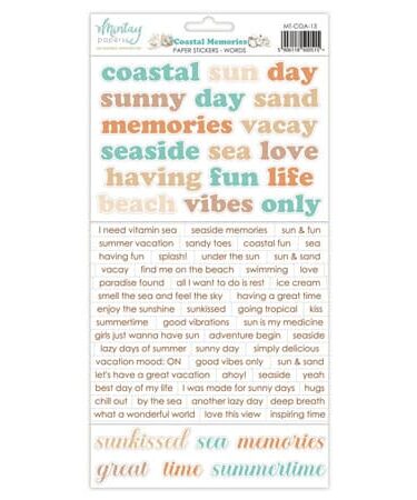 MINTAY - Collezione Coastal Memories, Paper Stickers - Words (6"x12")