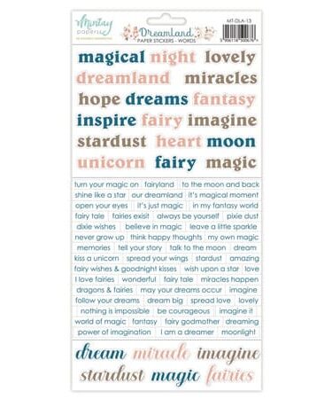 MINTAY - Collezione Dreamland, Paper Stickers - Words (6"x12")
