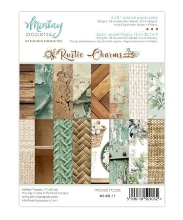 MINTAY - Collezione Rustic Charms, Add-On Paper Pack (6"x8")