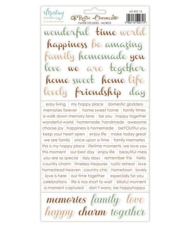MINTAY - Collezione Rustic Charms, Paper Stickers - Words (6"x12")