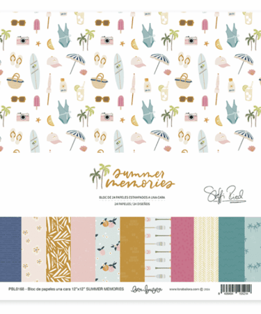 LORA BAILORA - COLLEZIONE SUMMER MEMORIES -  BLOC DE 24 PAPELES ESTAMPADOS A UNA CARA 30,5X30,5 CM (24 CARTE MONOFACCIALI)