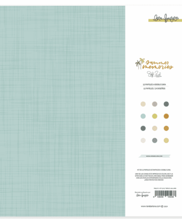 LORA BAILORA - COLLEZIONE SUMMER MEMORIES - Pack 12 papeles básicos estampados a doble cara 30,5x30,5 cm (12 CARTE BIFACCIALI)