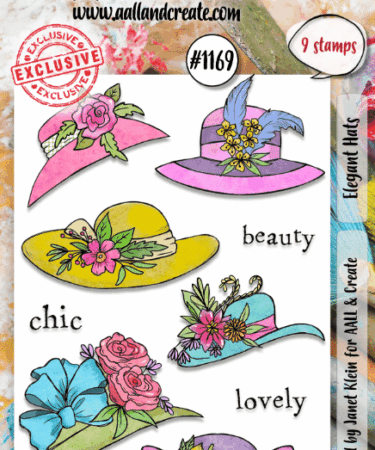 AALL & CREATE  - A6 STAMP SET - ELEGANT HATS  #1169