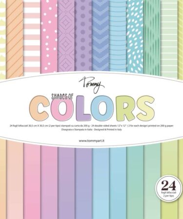 TOMMY ART - Pad di carta  Shades of colors 24 fogli bifacciali (12 disegni - 2 per tipo)