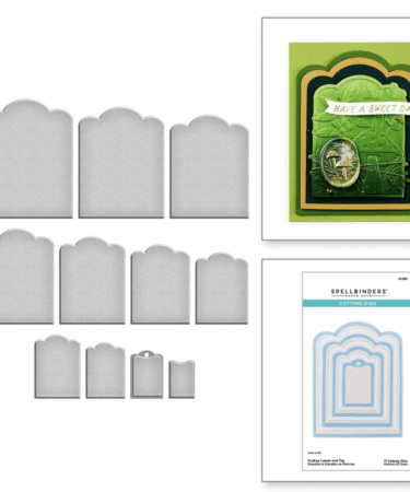 SPELLBINDERS SCALLOP LABELS AND TAG ETCHED DIES FROM THE SEALED 3D BOTANICAL COLLECTION