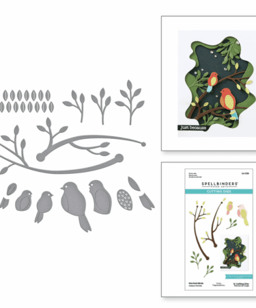 SPELLBINDERS PERCHED BIRDS ETCHED DIES FROM THE TUNNEL SCAPES COLLECTION BY VICKY PAPAIOANNOU